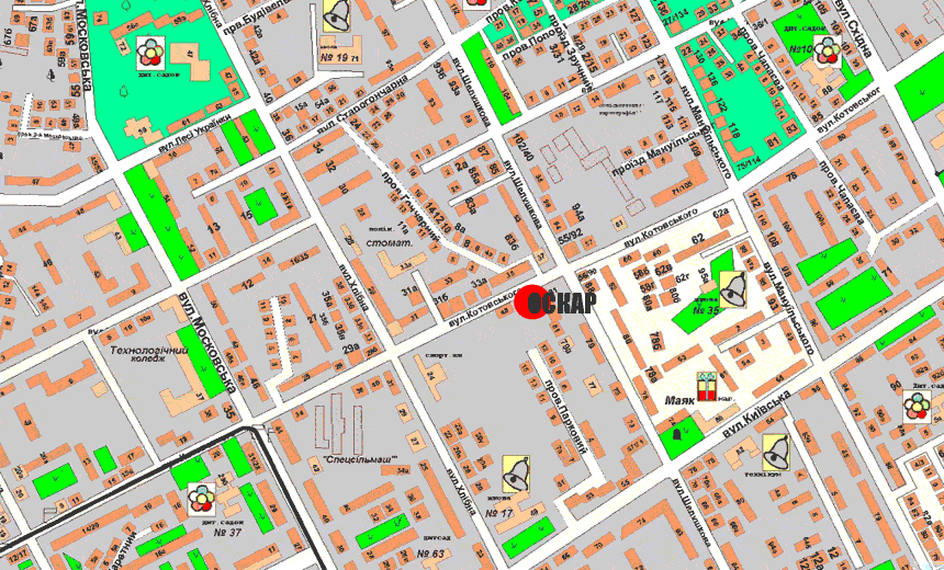 Оскар на карте Житомира